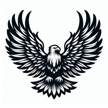 Eagle with wings on a white background. Vector illustration for tattoo or t-shirt design.のイラスト素材