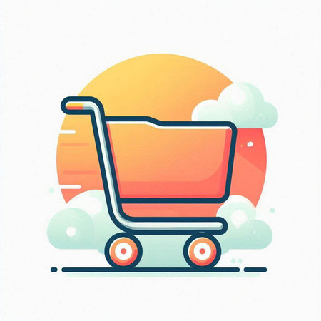 Shopping cart icon, flat design, vector illustration eps 10.のイラスト素材