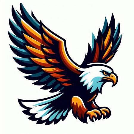 Eagle head with wings. Vector illustration isolated on white background.のイラスト素材
