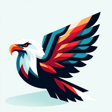 Eagle with colored pattern on the wings. Vector illustration of a bird.のイラスト素材