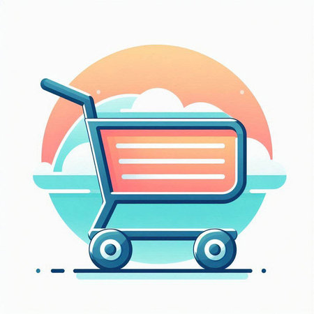 Shopping cart icon in flat style. Shopping cart vector illustration on white background.のイラスト素材