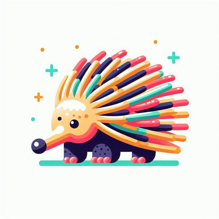 Cute hedgehog. Colorful cartoon character. Vector illustration.のイラスト素材
