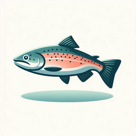 Illustration of a salmon on a white background. Vector illustration.のイラスト素材