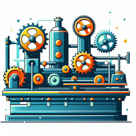 Industrial machine vector illustration. Cogwheels and gears.のイラスト素材