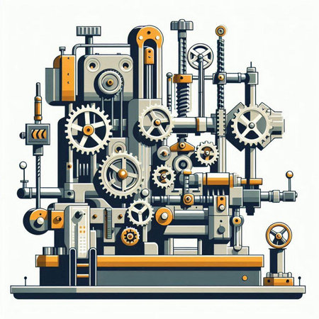 Vector illustration of industrial machine. Isolated on a white background.のイラスト素材