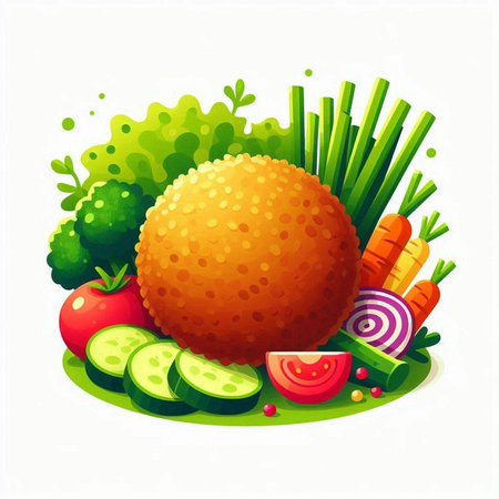Vegetables and fruits on the white background. Vector illustration.のイラスト素材