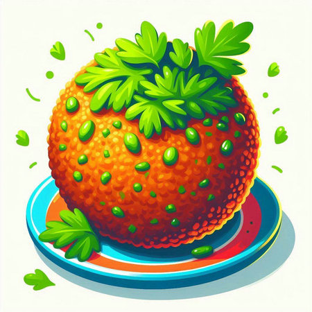 Strawberry with green leaves on a plate. Vector illustration.のイラスト素材