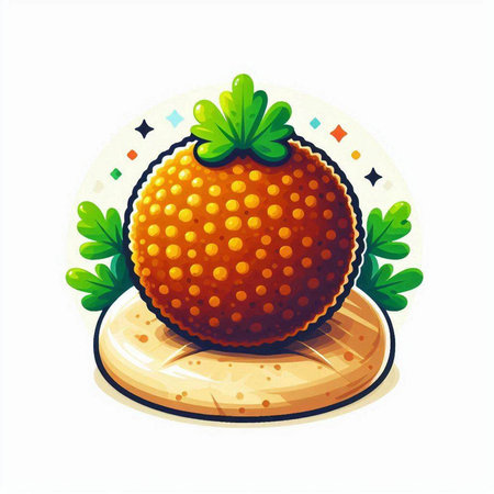 Illustration of a fresh orange on a rye bread. Vector illustration.のイラスト素材