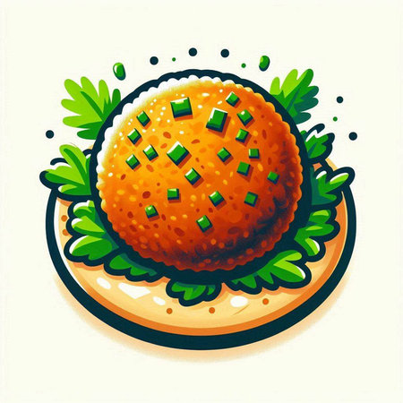 Illustration of a hamburger on a plate, vector illustration.のイラスト素材
