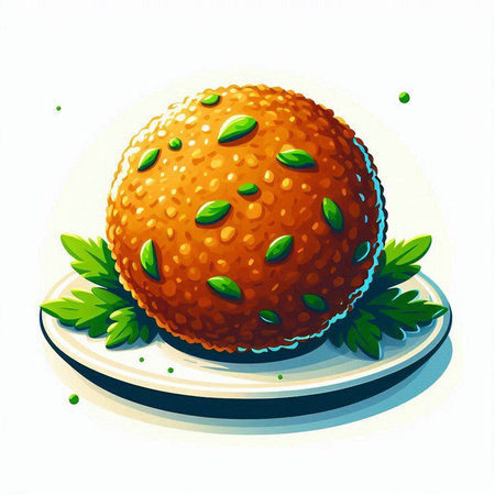 Illustration of an orange cake with green leaves on a white backgroundのイラスト素材