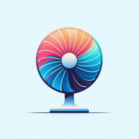 Colorful electric fan icon isolated on blue background. Vector illustration.のイラスト素材