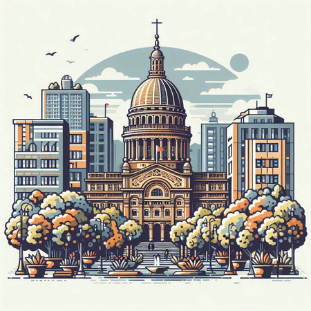 St. Paul's Cathedral in Washington DC, USA. Vector illustration.のイラスト素材