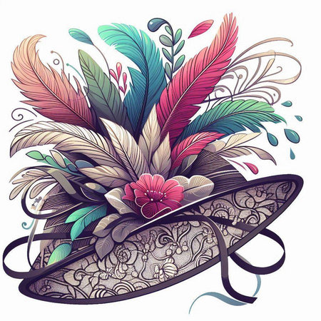 Beautiful hand drawn illustration with feathers and flowers. Vector illustration.のイラスト素材