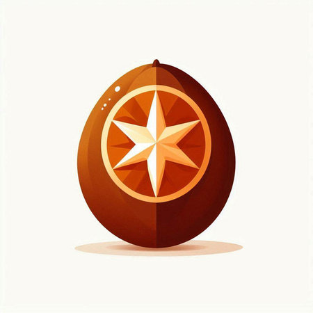 Illustration of a fresh orange with a star on a white backgroundのイラスト素材