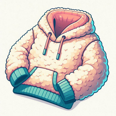 Vector cartoon image of a warm winter jacket on a white background.のイラスト素材