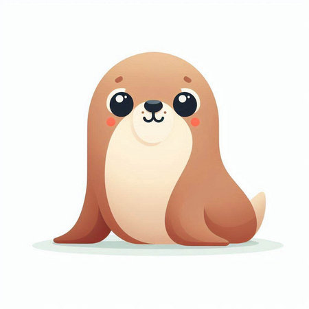 Cute cartoon sea lion isolated on white background. Vector illustration.のイラスト素材