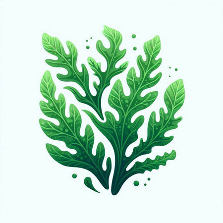 Green leaves isolated on white background. Vector illustration in trendy flat style.のイラスト素材