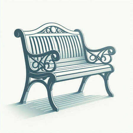 Vector image of a hand-drawn bench on a white background.のイラスト素材