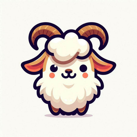 Cute sheep cartoon vector illustration. Cute cartoon sheep character.のイラスト素材