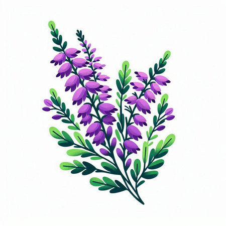 Flower of heather on a white background. Vector illustration.のイラスト素材
