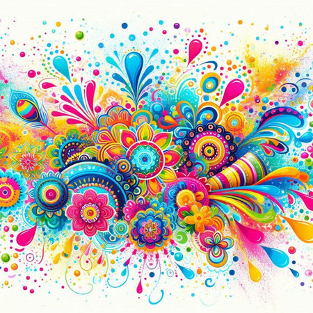 abstract colorful floral background with water drops and place for your textのイラスト素材