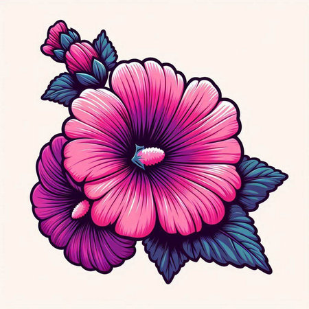 Hibiscus flower. Hand drawn vector illustration. Vintage style.のイラスト素材