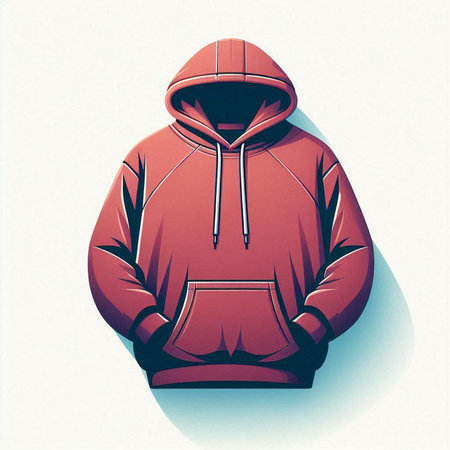 Red hoodie isolated on a white background. Vector illustration. Eps 10.のイラスト素材