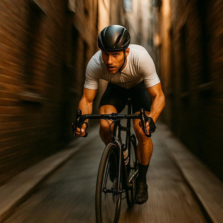 Cyclist Riding a Bike in the City. Sport Concept.