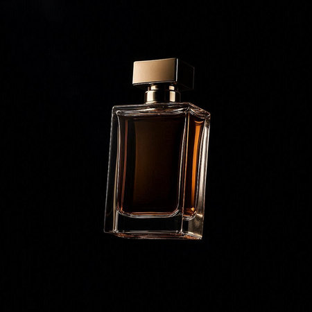 Perfume bottle isolated on black background. 3d illustration.