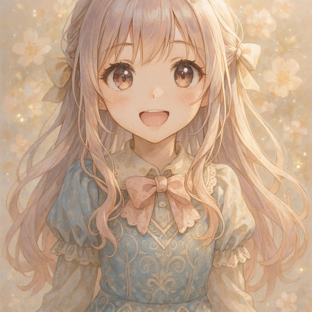 Cute little girl with long hair and flowers in her hair.