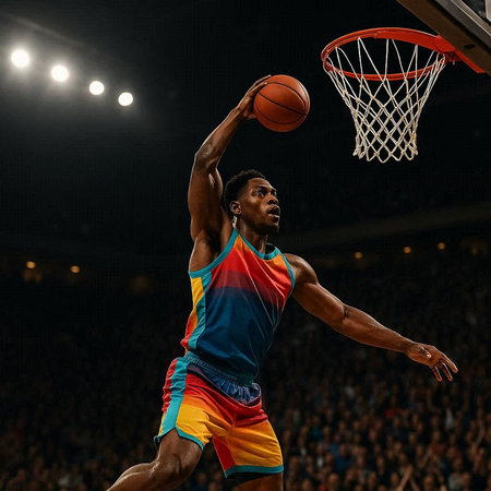 basketball game sport player in action isolated on black background, full lengthの写真素材