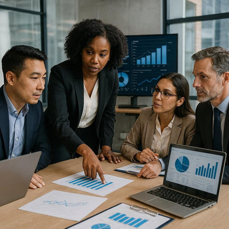selective focus of multiethnic business colleagues working together in office