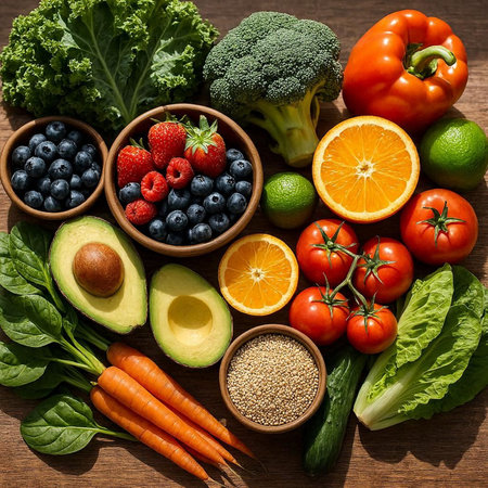 Healthy food clean eating selection: vegetables, fruits and superfoodsの写真素材