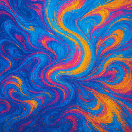 abstract watercolor background with blue, orange and purple swirls