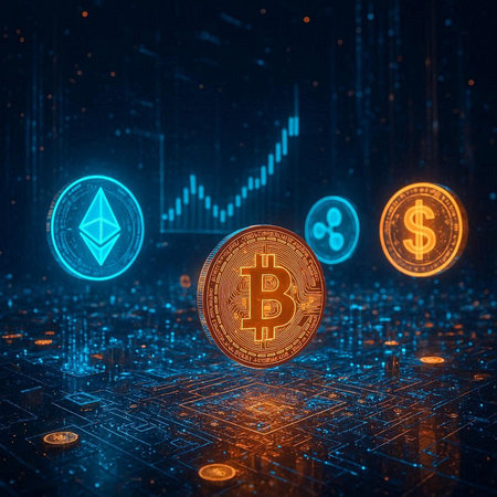 Crypto currency. Bitcoin, Ethereum, Litecoin. Digital money.