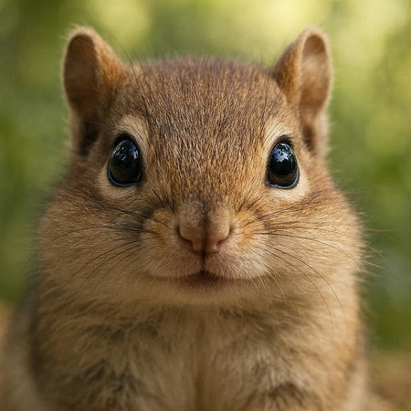 Close up of a cute squirrel looking at the camera with a blurred background