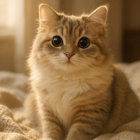 Portrait of a scottish fold cat lying on the bed