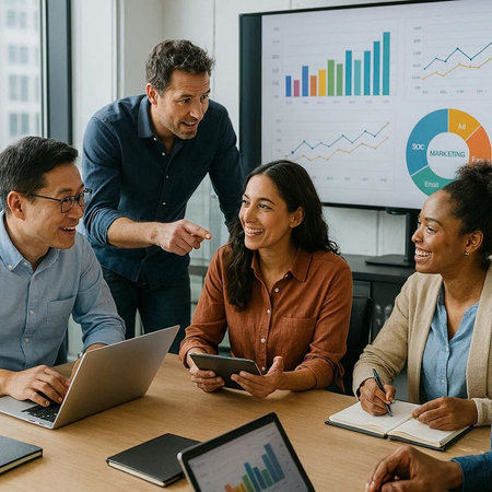 Group of business people working together in the office. Multiethnic group of business people in a...