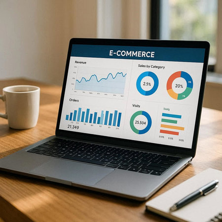 Laptop screen displaying a business analysis concept. All screen content is designed by me.