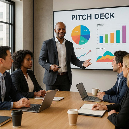 Group of diverse business people working together in a meeting at the office