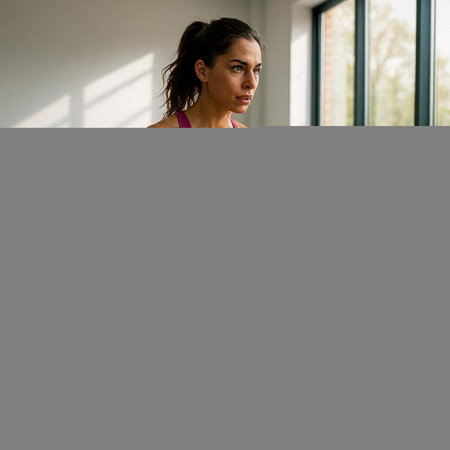 Portrait of a beautiful young woman in sportswear standing indoors