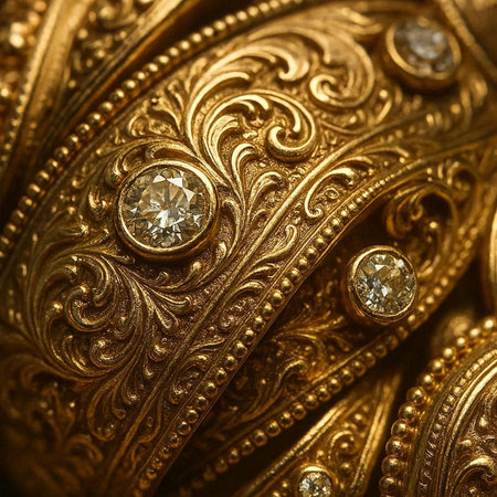 Jewelry - close up shot of gold jewelery background.の写真素材