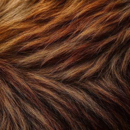 Closeup of brown hair as a background. Texture of animal hair.