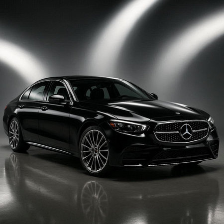 Black luxury sports car on a dark background. 3d render.