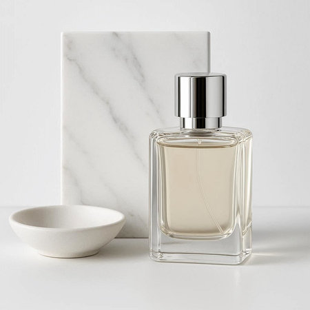 Perfume bottlele background. 3d render. Mock upの写真素材