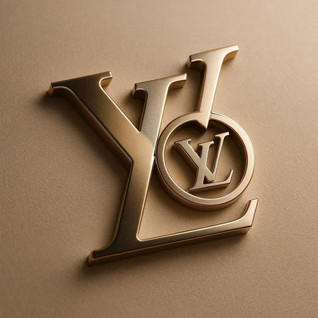 Luxury gold metal letter Y on a beige background.