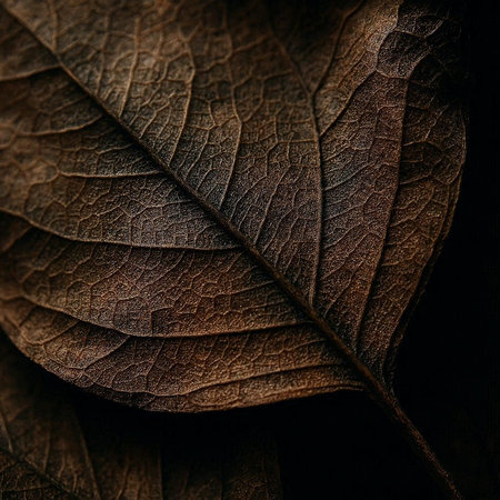 Macro shot of dry brown leaves. Natural background. Toned.