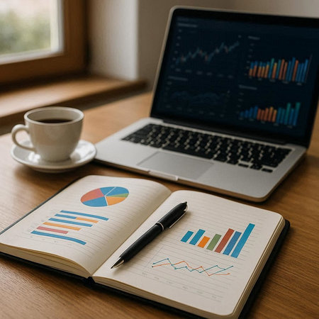 Laptop Notebook Charts Graphs Graphs Chart Report Concept
