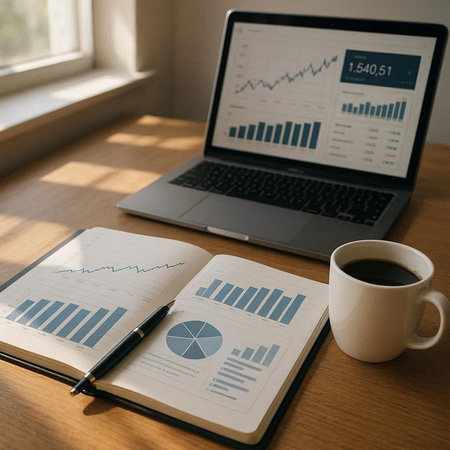 Graphs and Charts Report Paperwork Workplace Stationery Concept