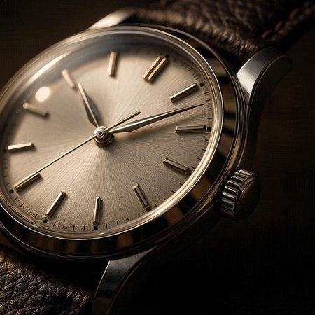 Wristwatch on a dark background. Close-up. Selective focus. Toned.の写真素材